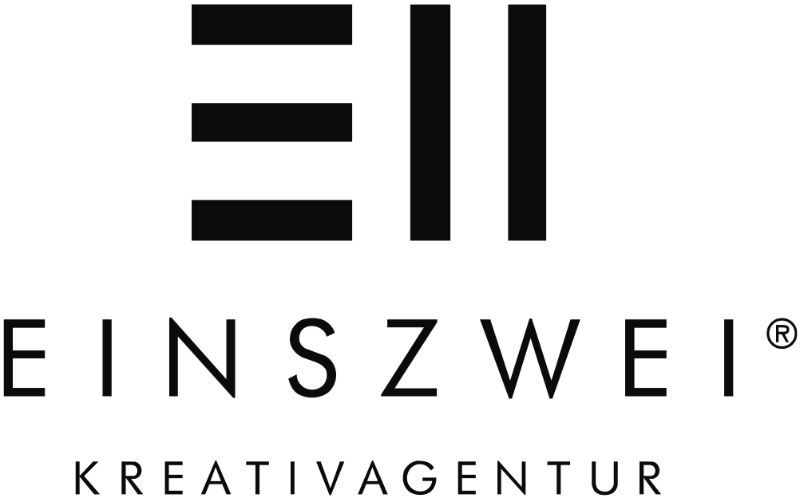 Logo EINSZWEI Kreativagentur mit R QUADRAT